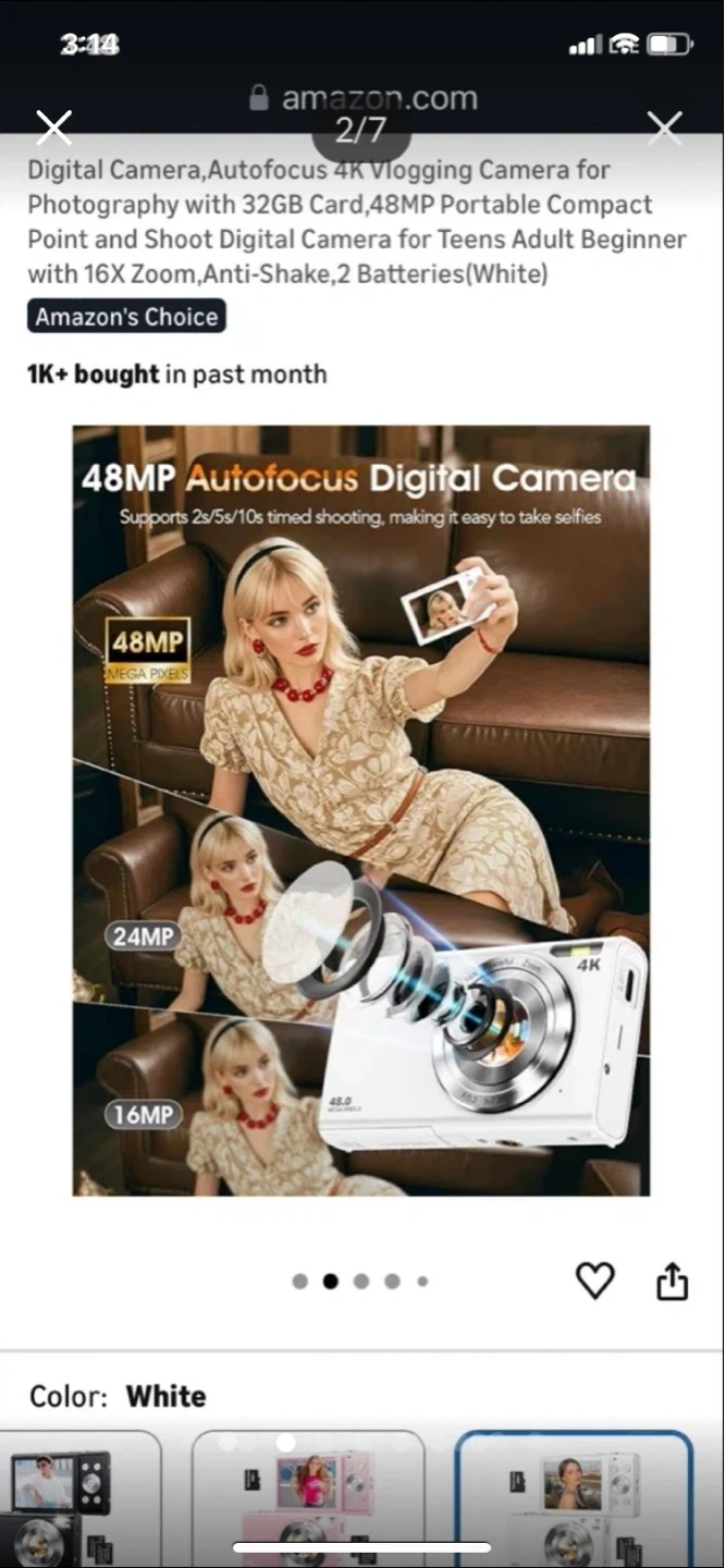 ⚽ Digital Camera Autofocus 4K Vlogging Camera White - photo 2