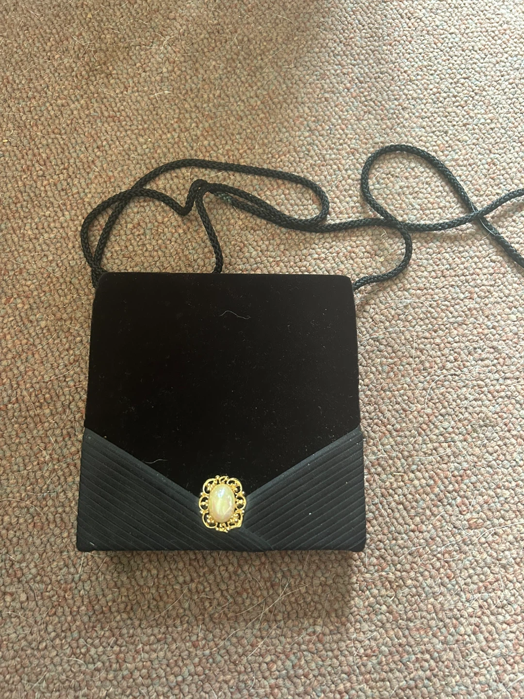 Black Velvet Evening Clutch with ornate clasp⚽️