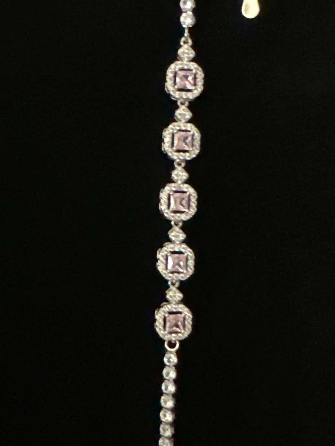 Silver-tone Bracelet with Pink Gems - photo 3