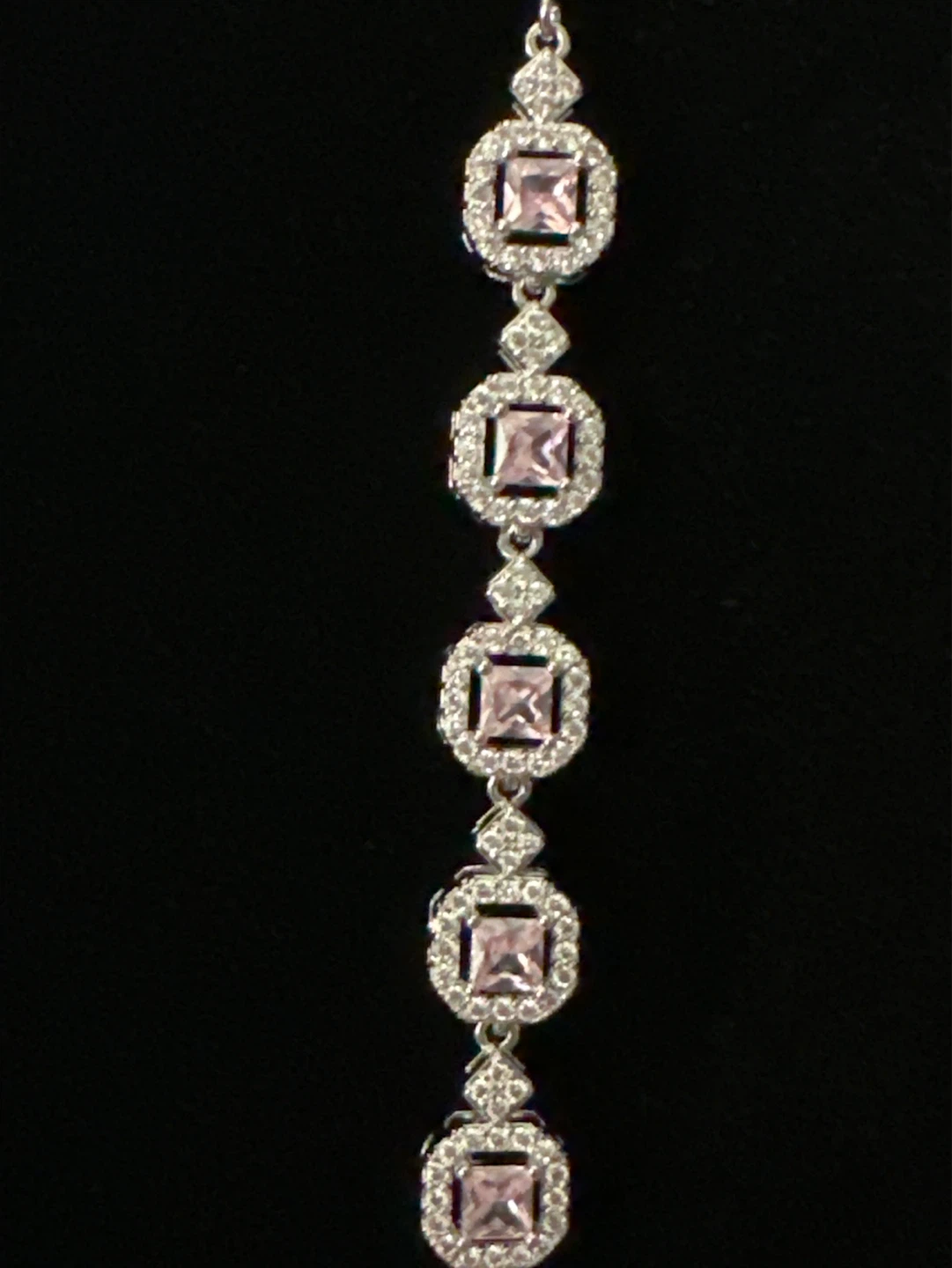 Silver-tone Bracelet with Pink Gems - photo 2