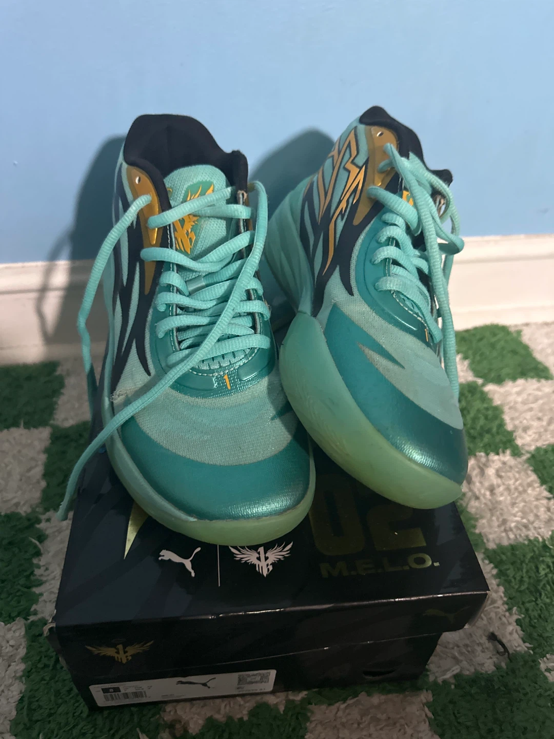 Puma MB.02 "Melo" Electric Teal Basketball Shoes