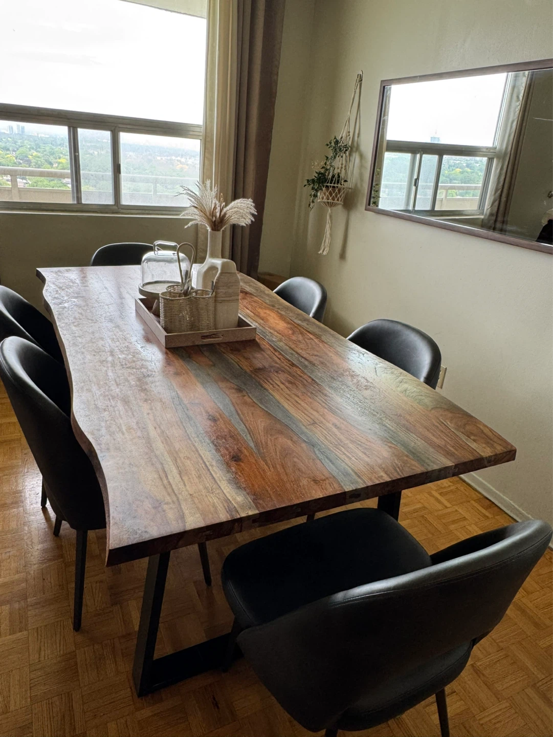 Edge solid wood dining table + 6 upholstered padded chairs - photo 2