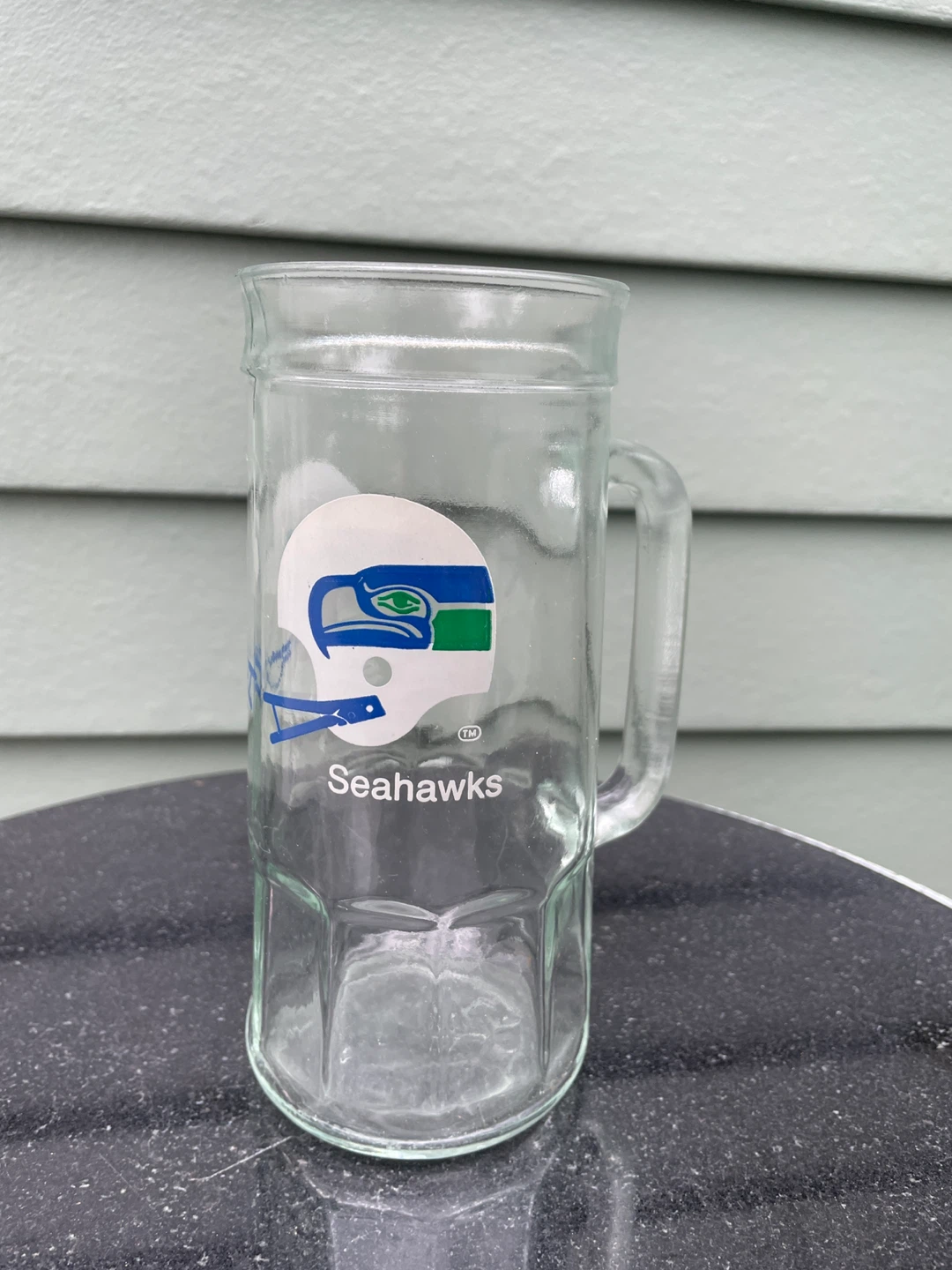 1980’s Seattle Seahawks Glass Beer Mug 7”