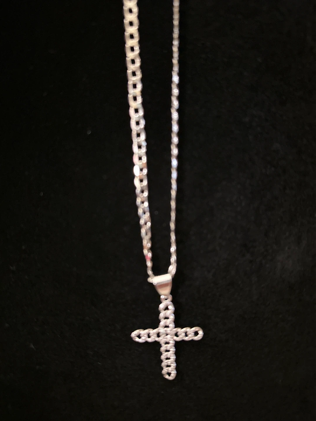 Silver Tone Cross Necklace with Rhinestones - photo 4
