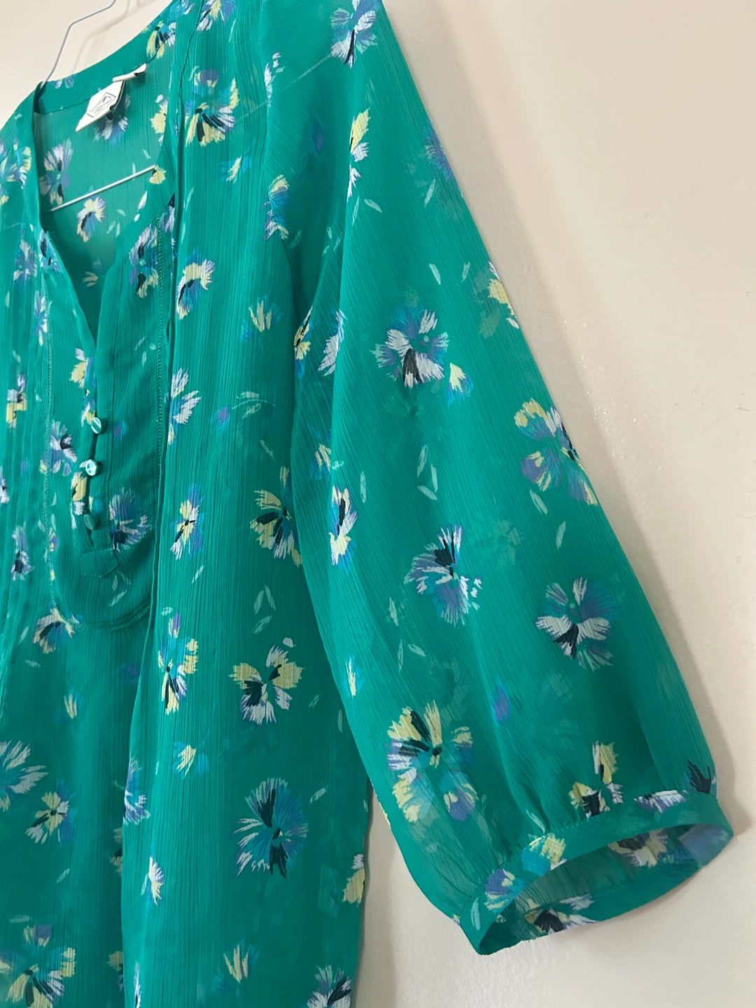 St. John's Bay Green Floral Chiffon Blouse - photo 3