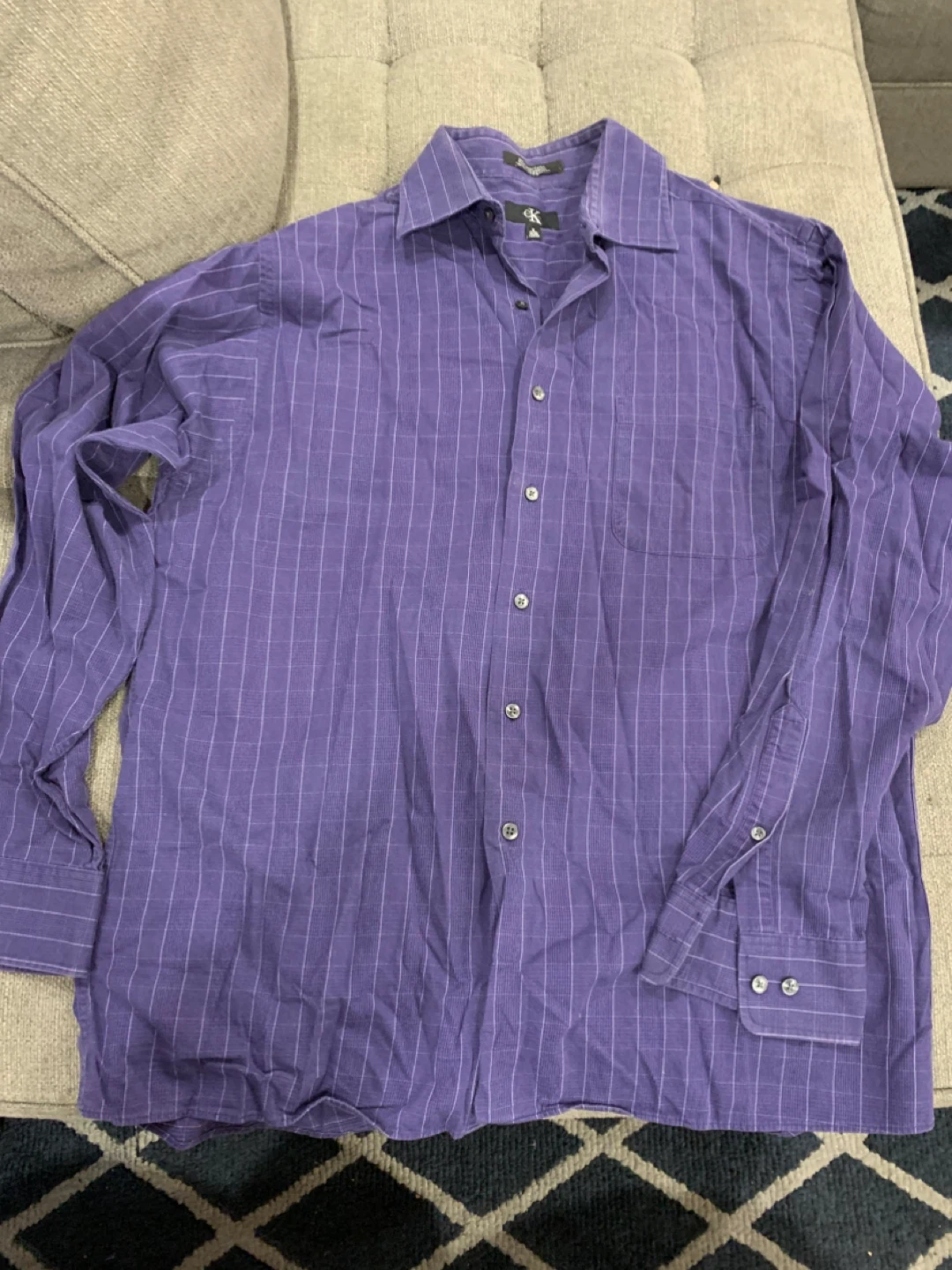 Calvin Klein Purple Striped Dress Shirt