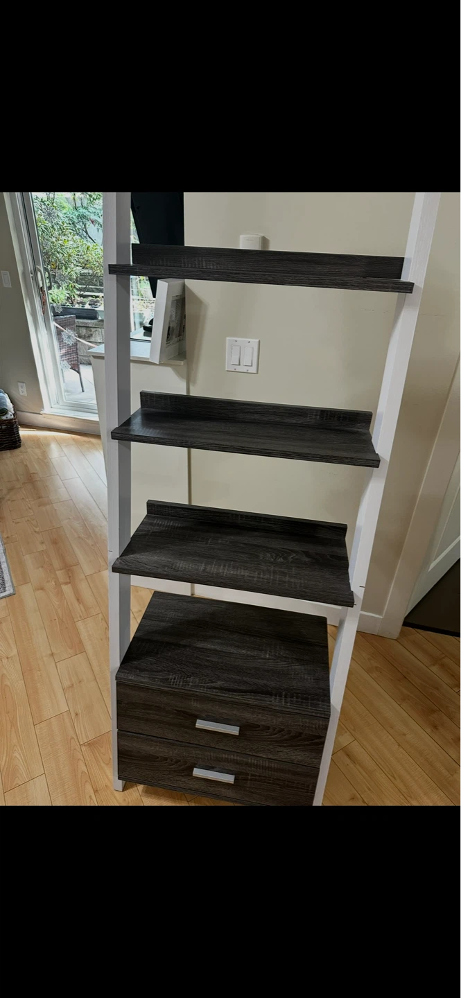 Ladder Bookshelf with Drawers