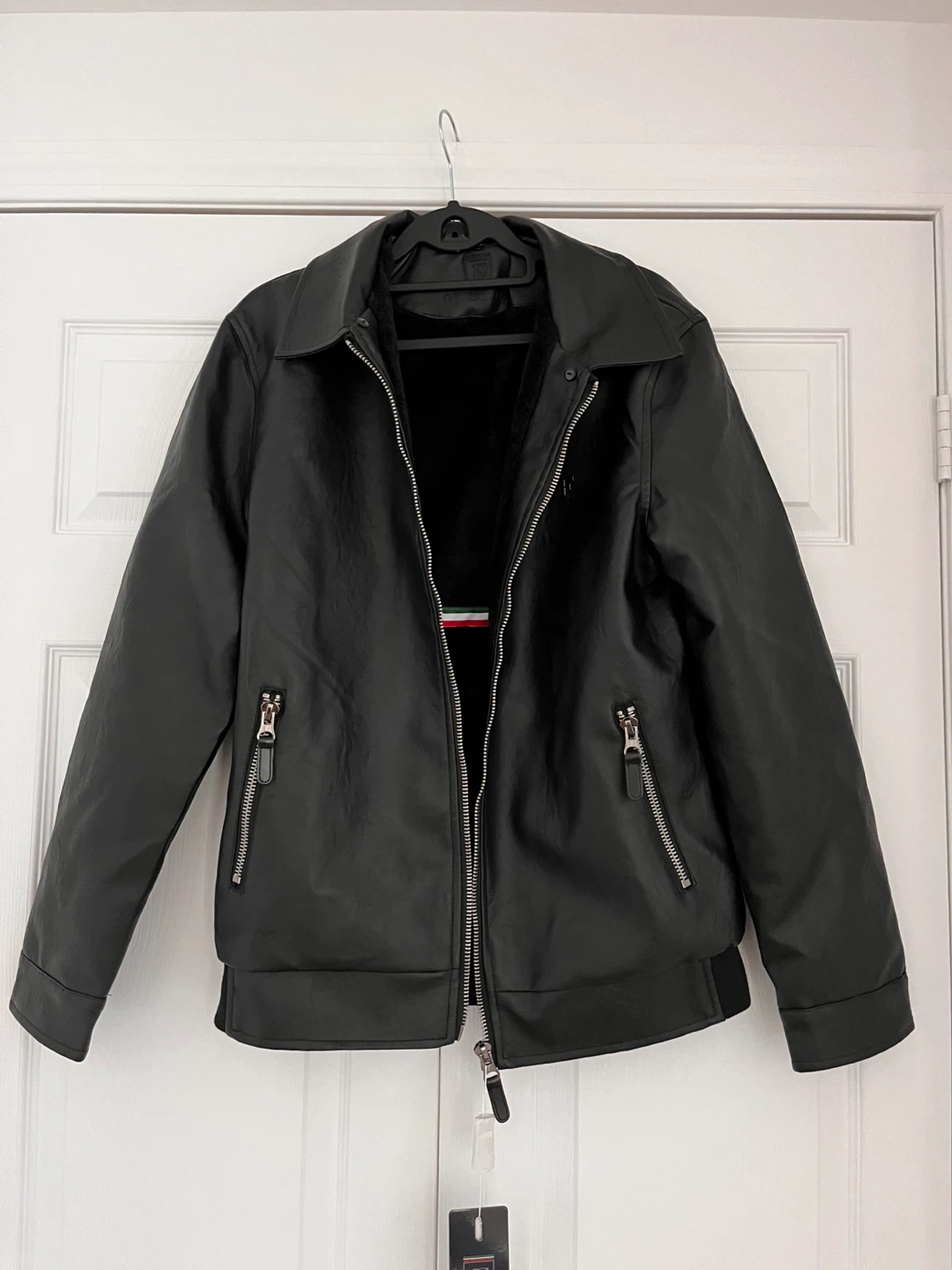 F Collections Faux Leather Bomber Jacket with Fur Collar - photo 2