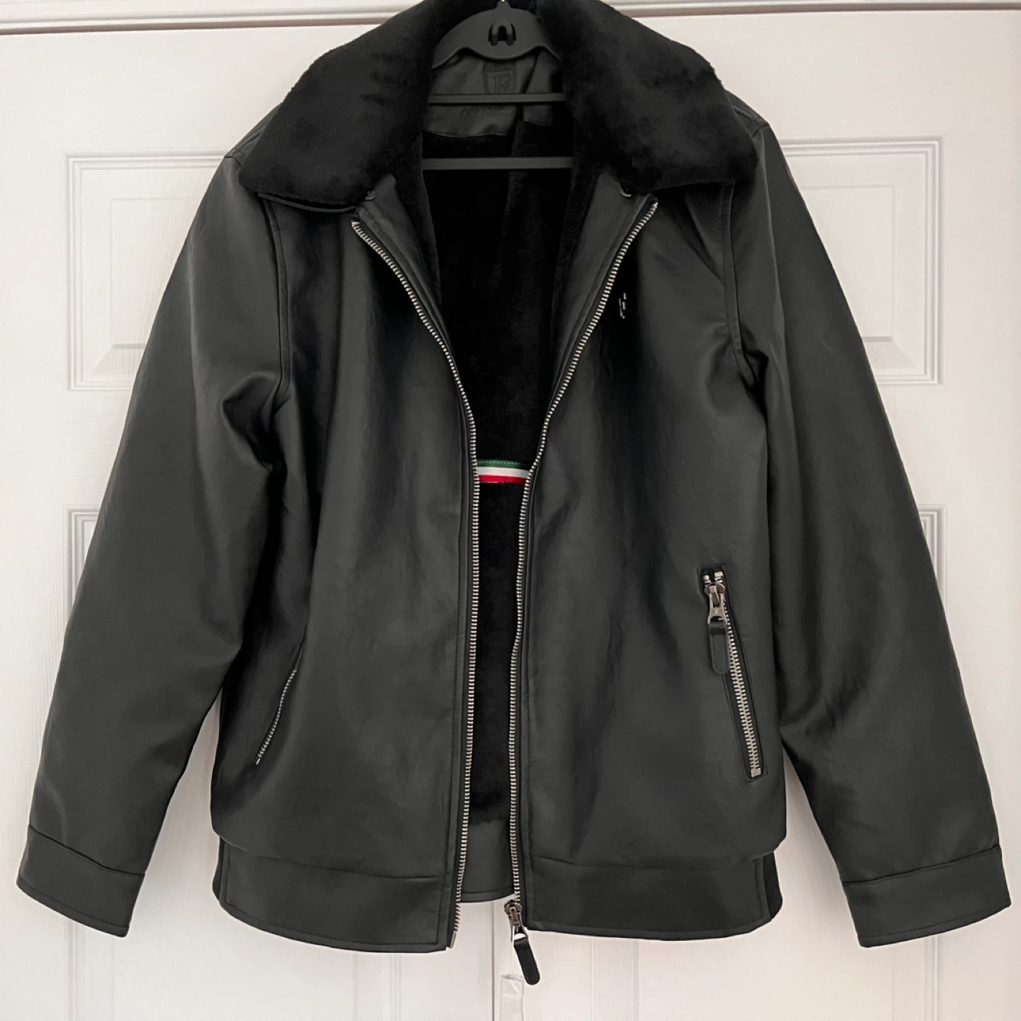 F Collections Faux Leather Bomber Jacket with Fur Collar - photo 4