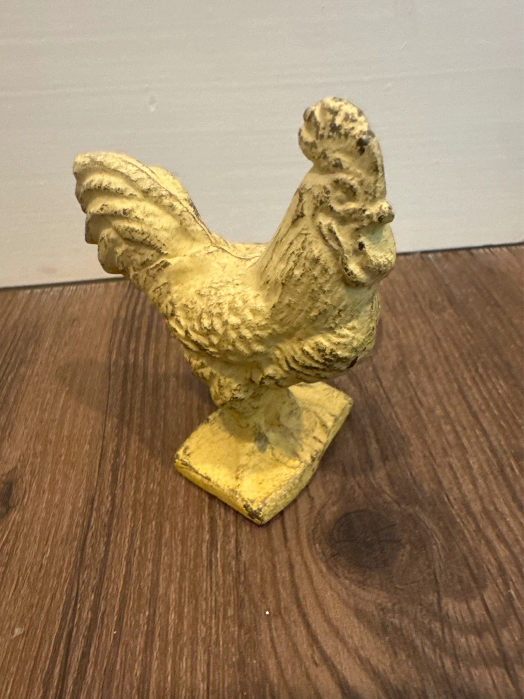 Yellow VINTAGE Cast Iron Rooster Figurine