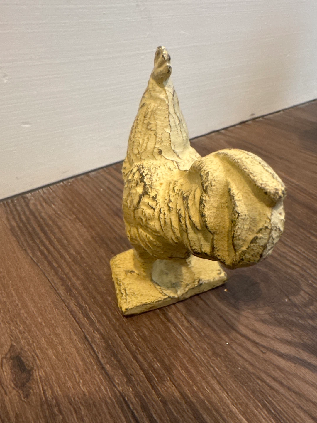 Yellow VINTAGE Cast Iron Rooster Figurine - photo 3