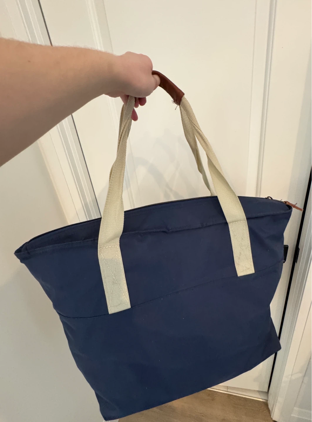Navy and White Striped Cooler Tote Bag - photo 5