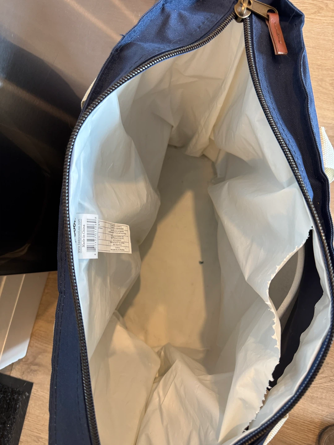 Navy and White Striped Cooler Tote Bag - photo 4