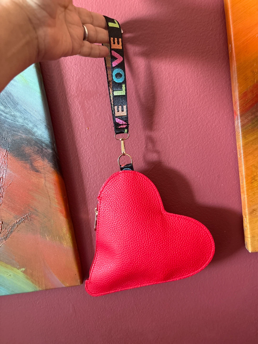 ⚽️ New Vegan Leather Red Heart Purse with "Love" Strap