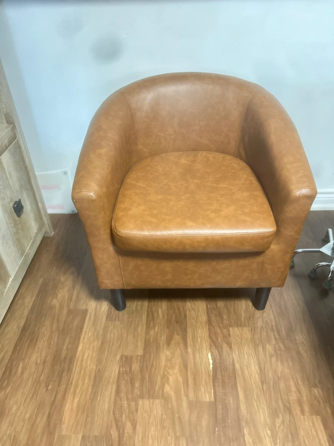 Brown Faux Leather Armchair