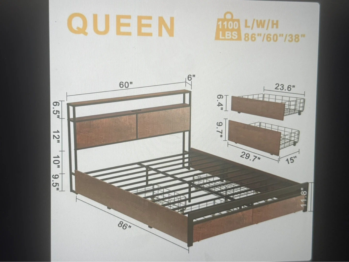 Queen Bed Frame with Storage - photo 5
