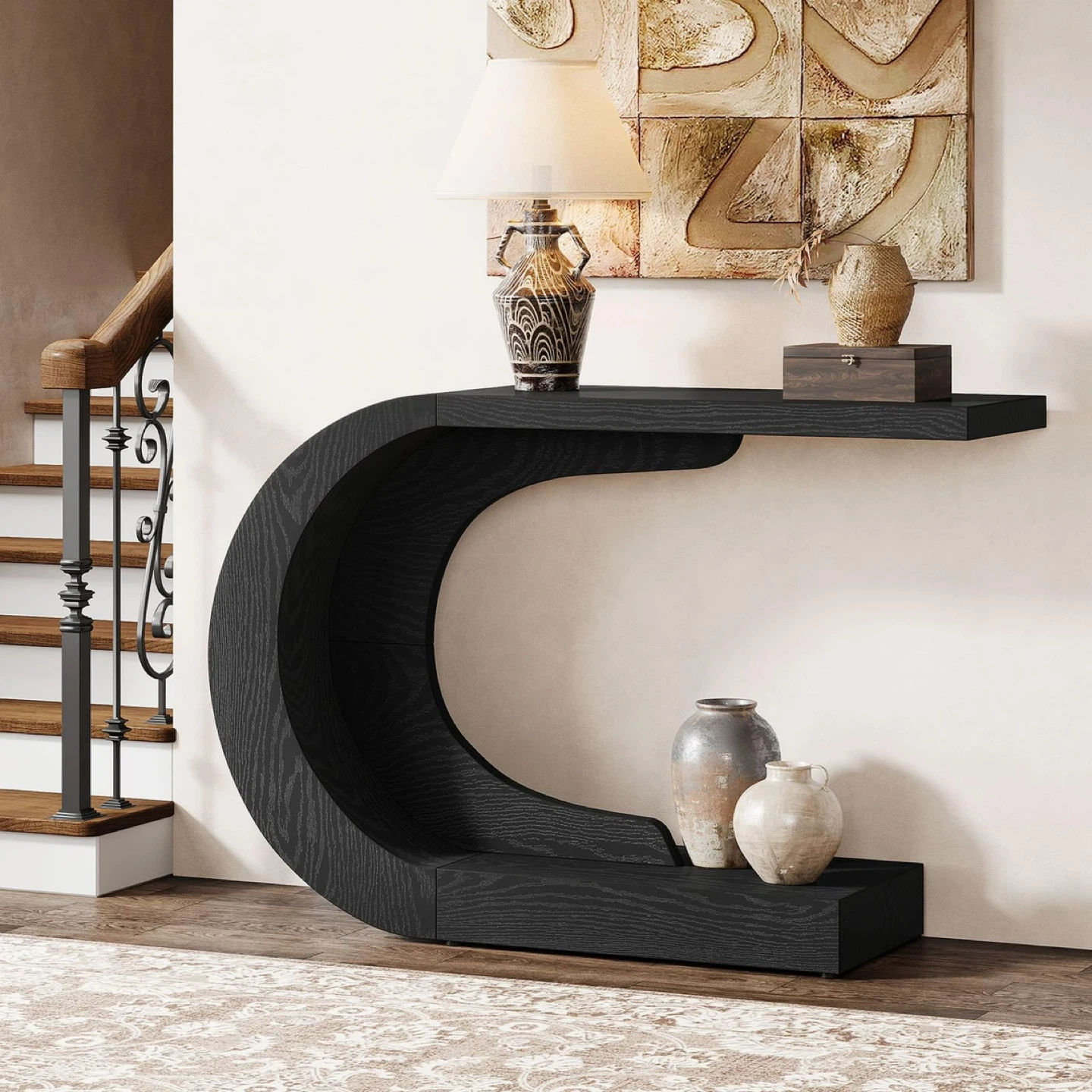 New Black C-Shaped Console Table - photo 3