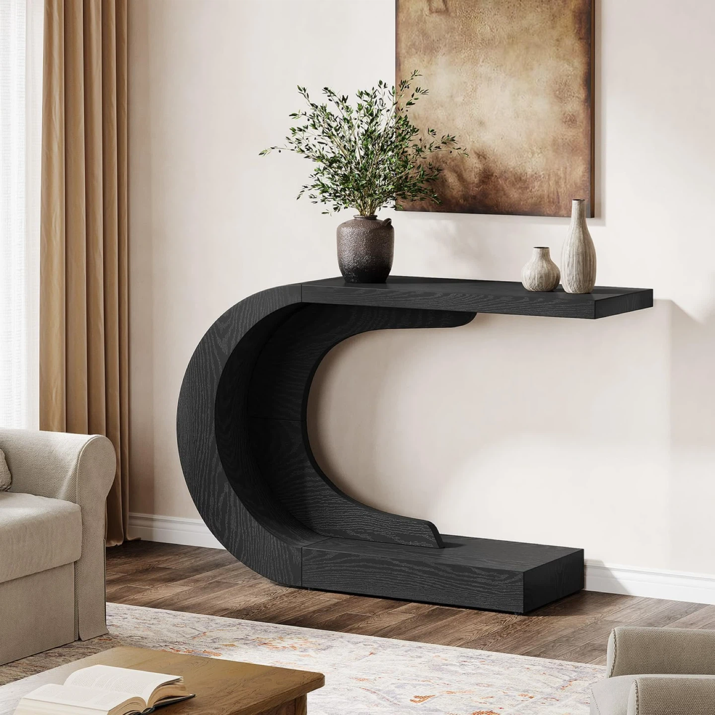 New Black C-Shaped Console Table - photo 4