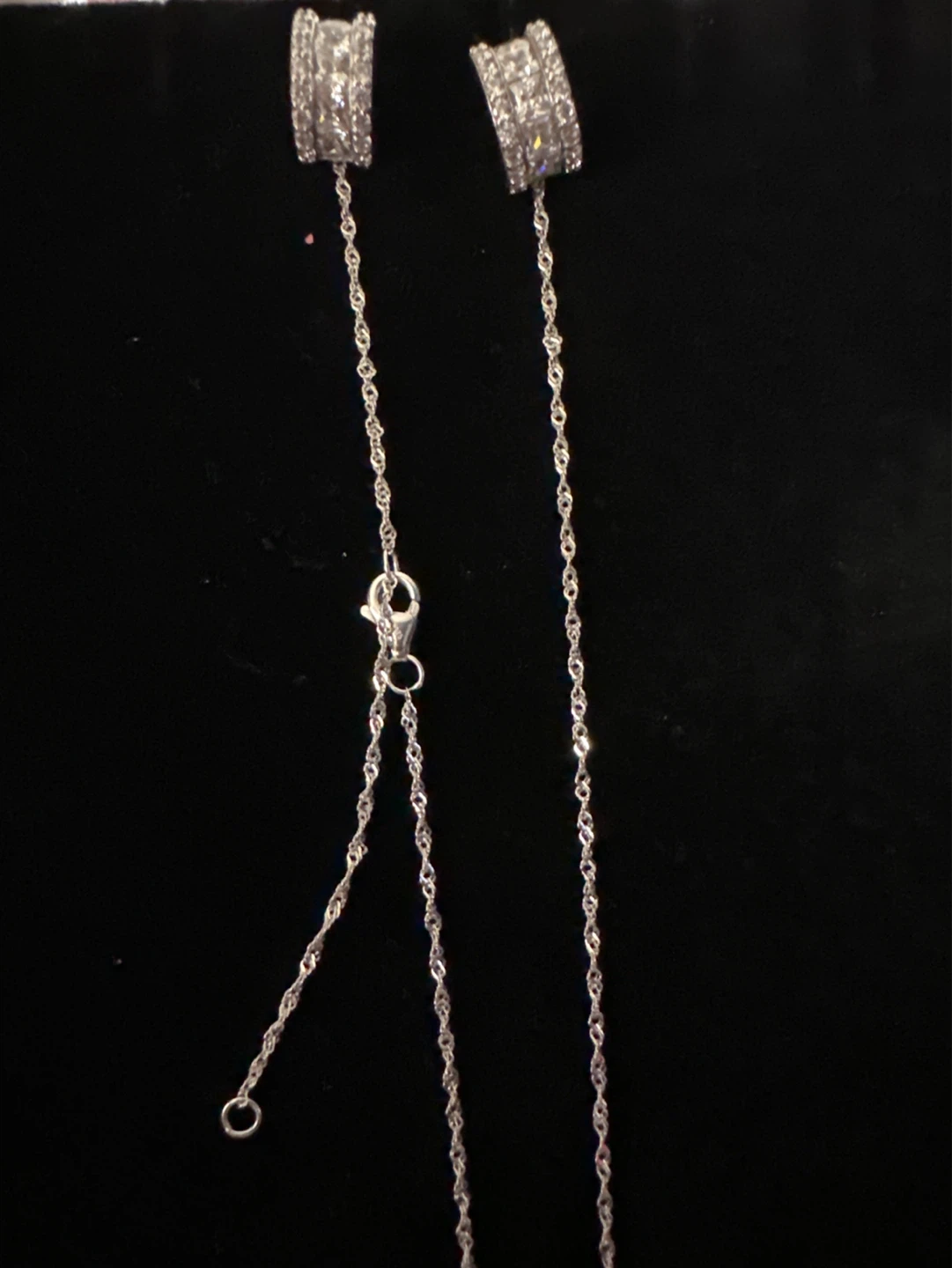 Silver Necklace and Earring Set with Rhinestones