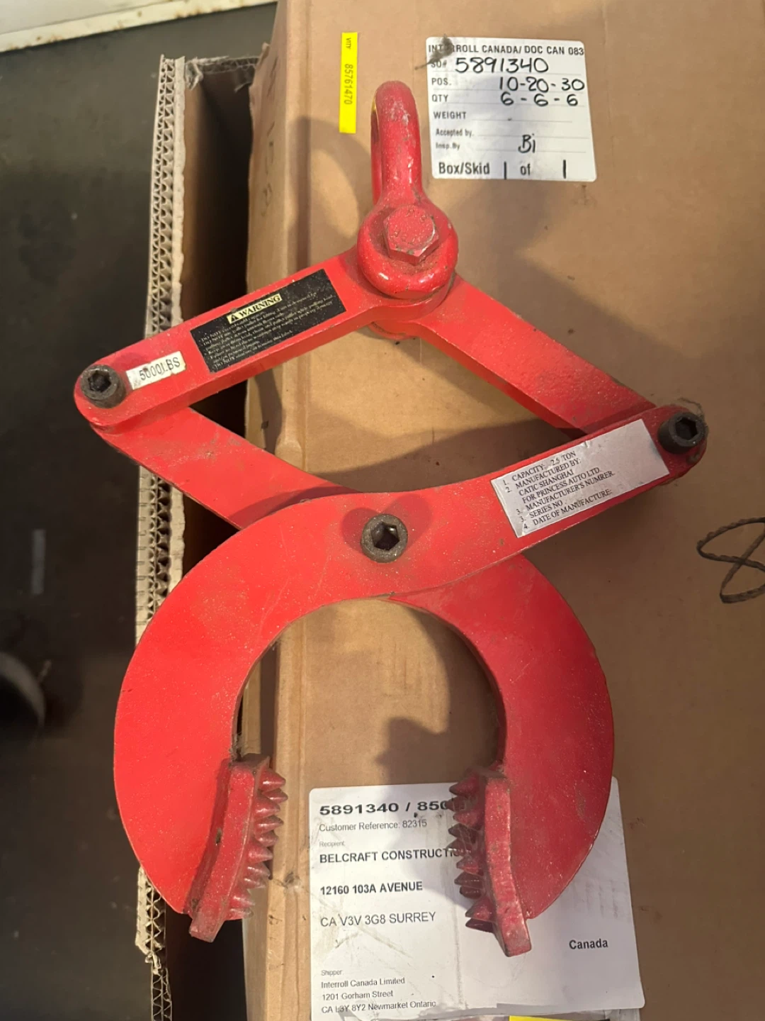 Red 5000 LBS Lifting Clamp