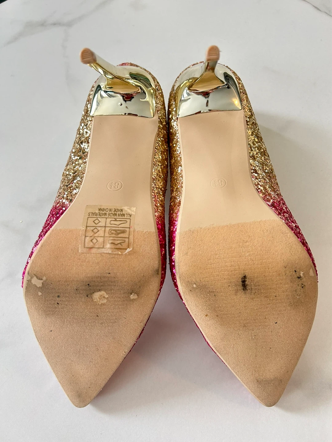 Size 8.5 - Mila Lady, Sparkly Gold and Pink Stiletto Heels - photo 3