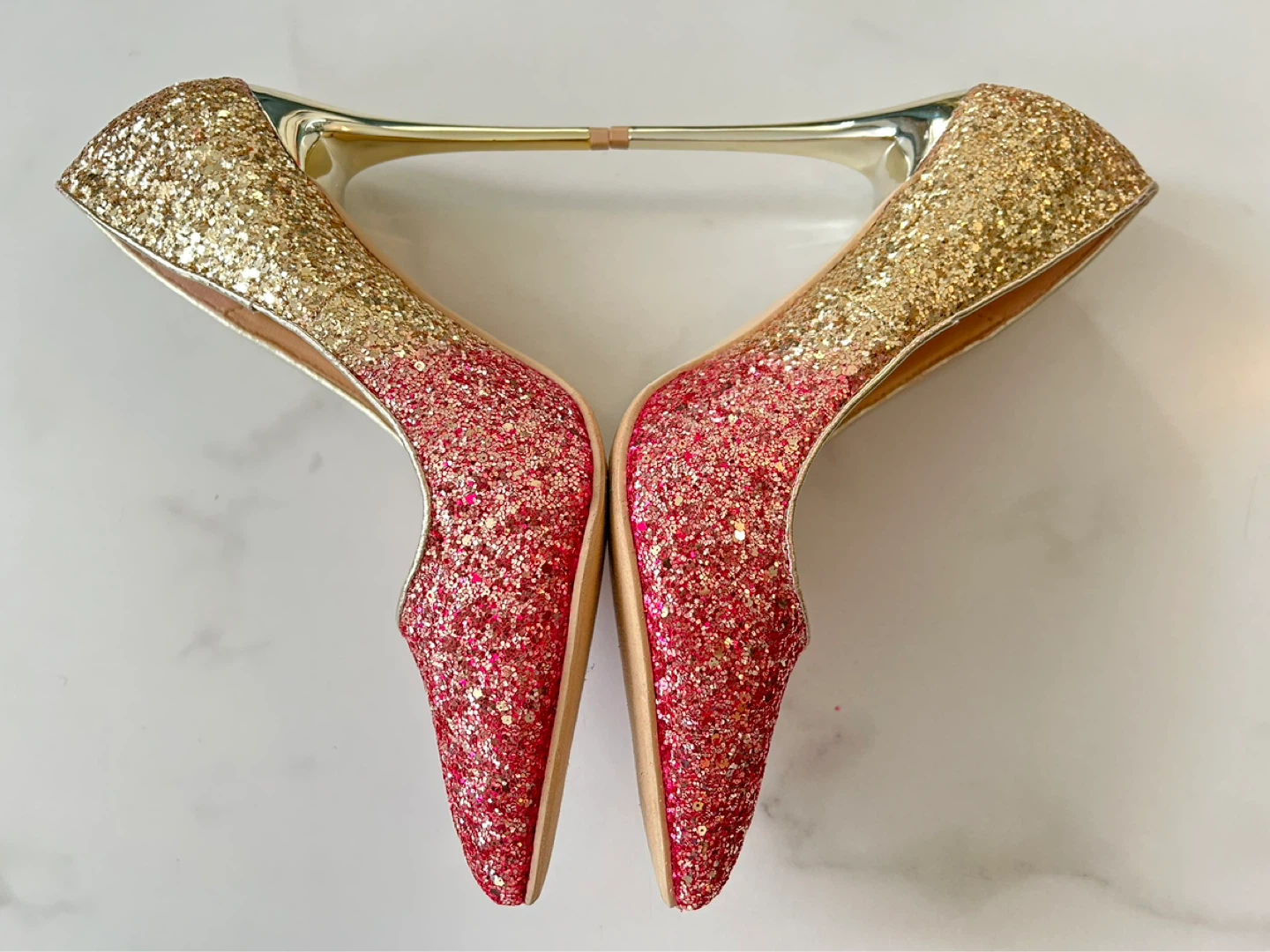 Size 8.5 - Mila Lady, Sparkly Gold and Pink Stiletto Heels - photo 2