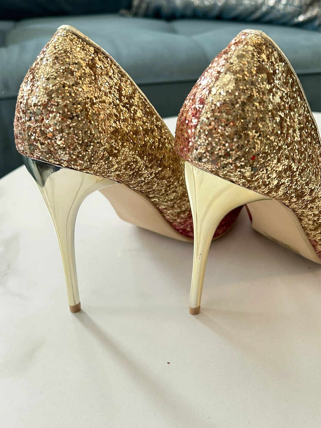 Size 8.5 - Mila Lady, Sparkly Gold and Pink Stiletto Heels - photo 4