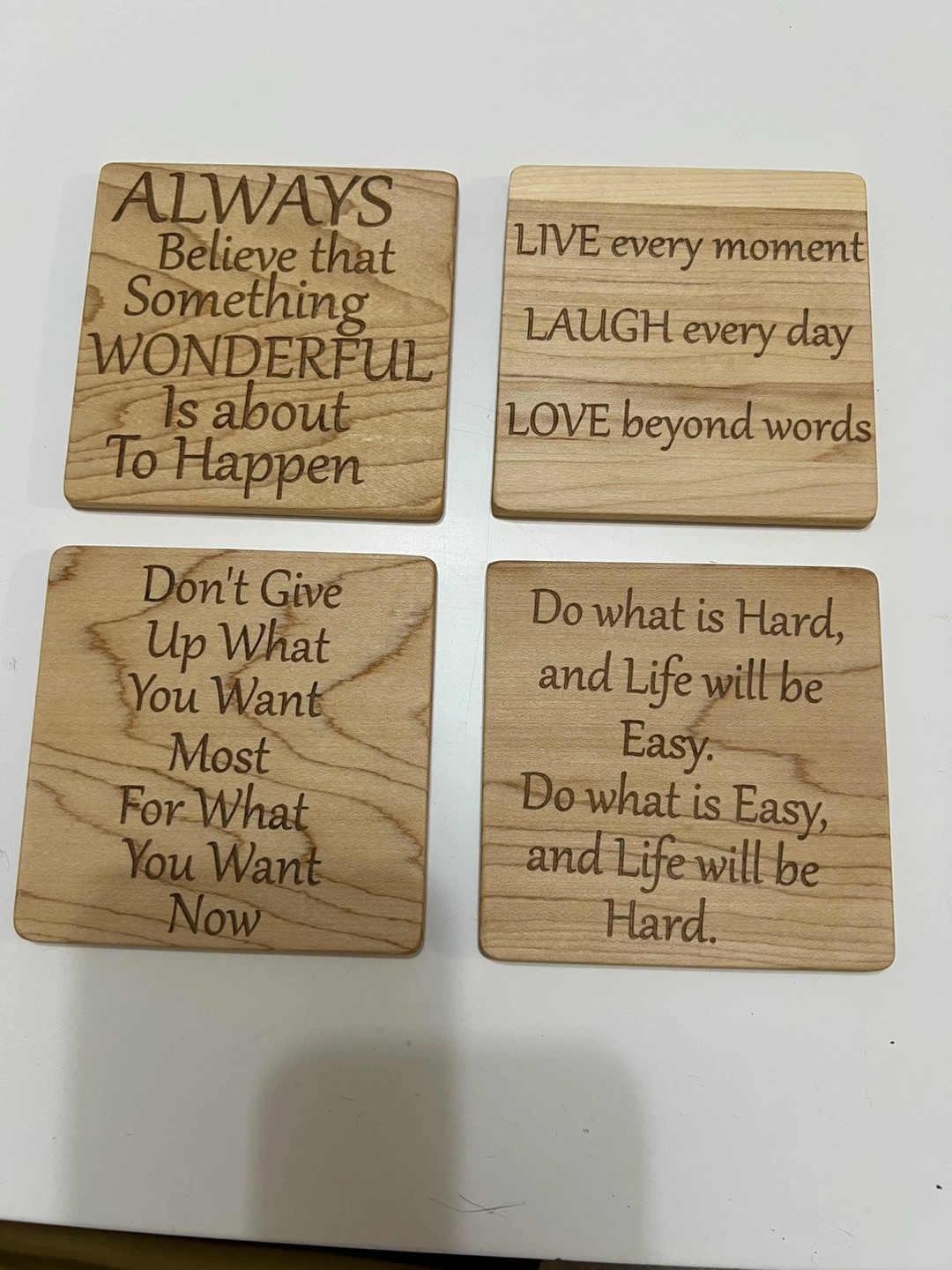 ⚽ Set of 8 Wooden Inspirational Quote Coasters
