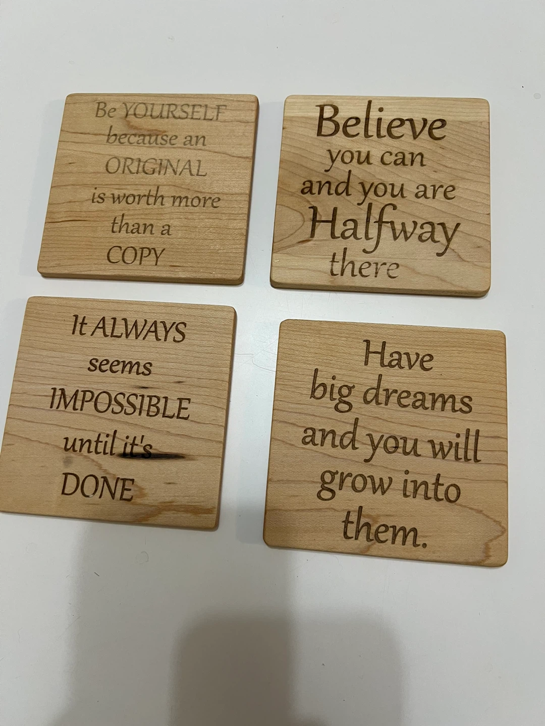 ⚽ Set of 8 Wooden Inspirational Quote Coasters - photo 2