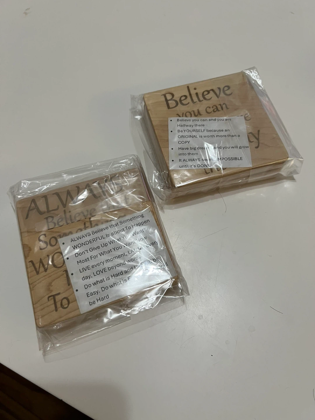 ⚽ Set of 8 Wooden Inspirational Quote Coasters - photo 4