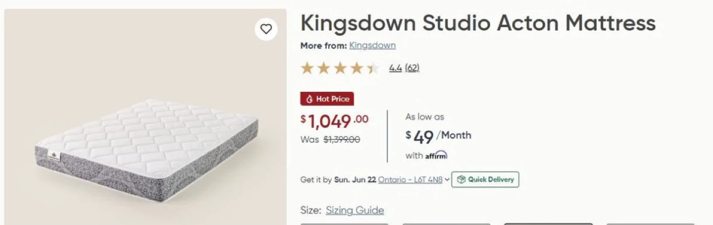 Kingsdown Studio Acton Mattress
