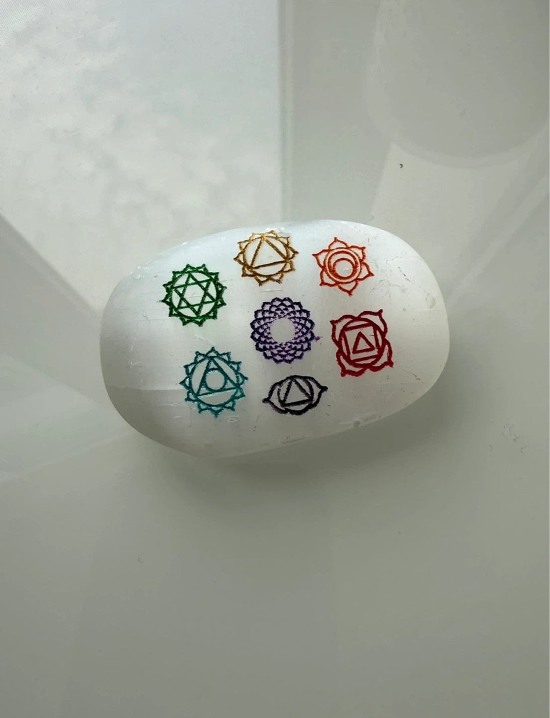 ⚽️Selenite Crystal with Chakra Symbols
