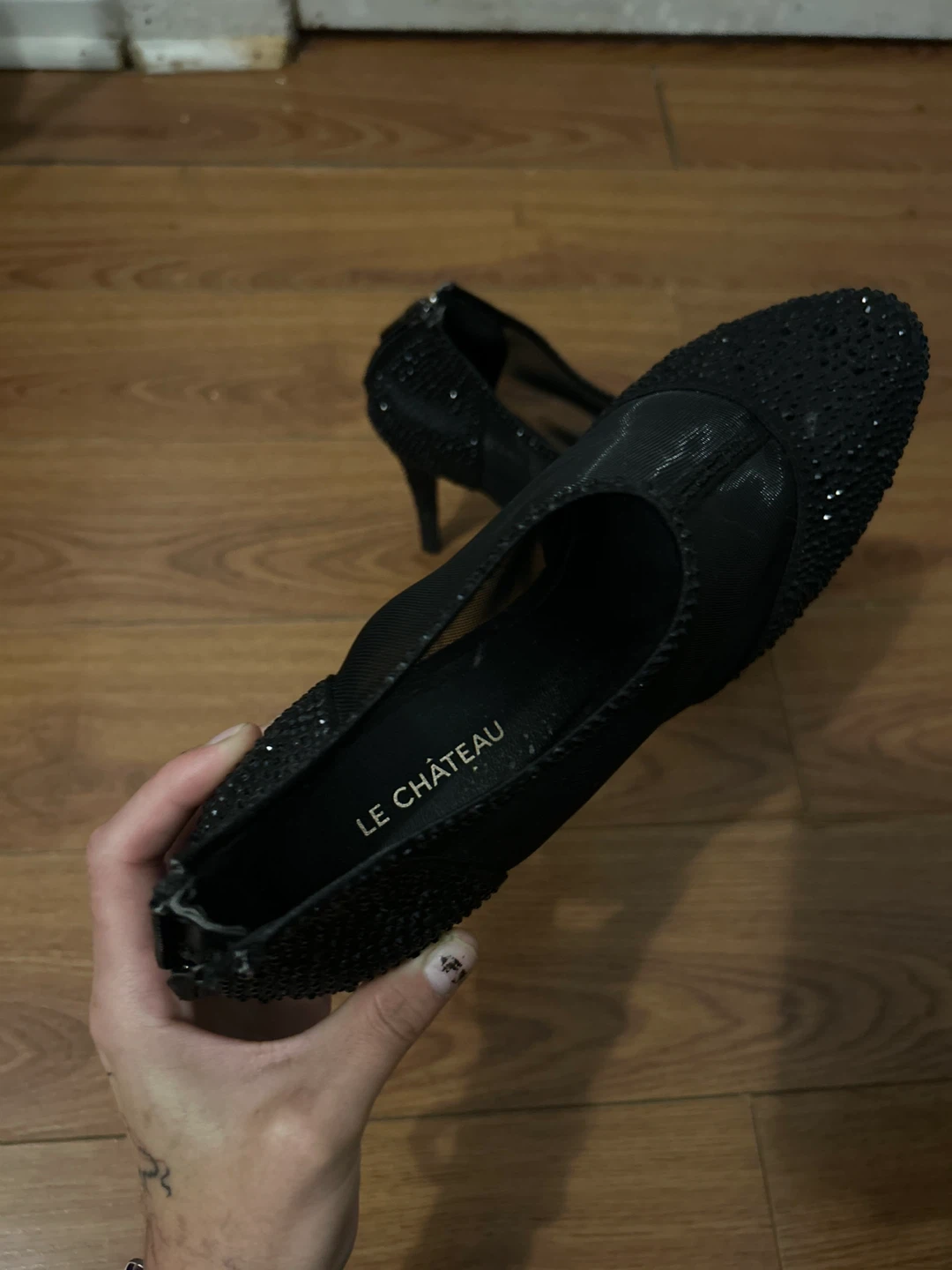 Le Château Black Embellished Mesh Heels - photo 2