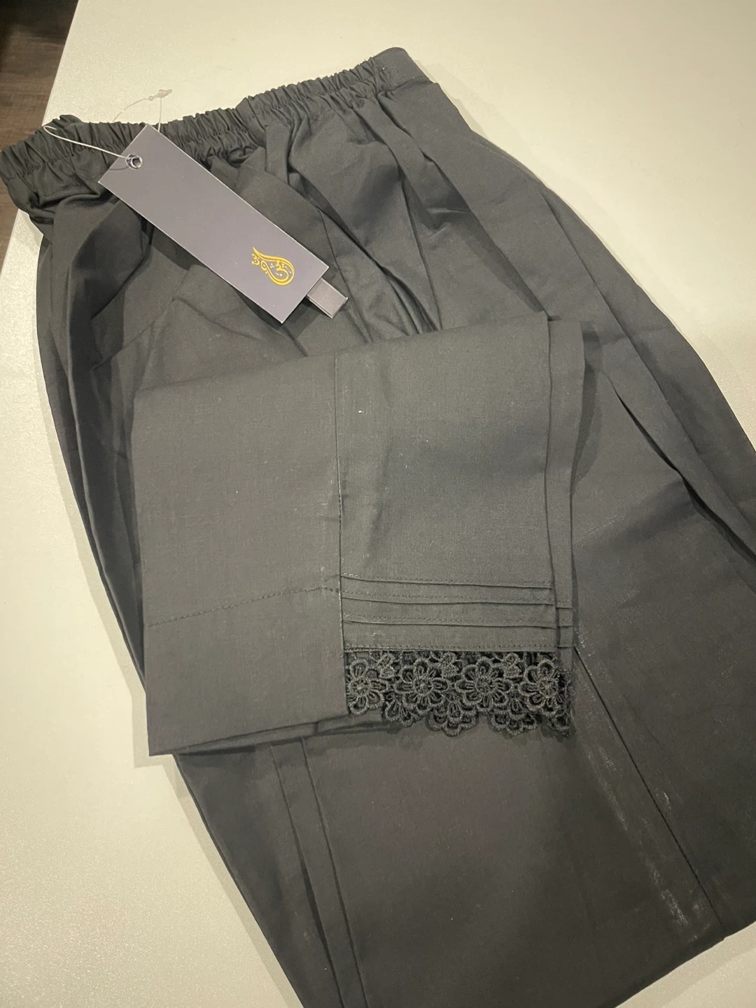 Black Pants with Lace Detail