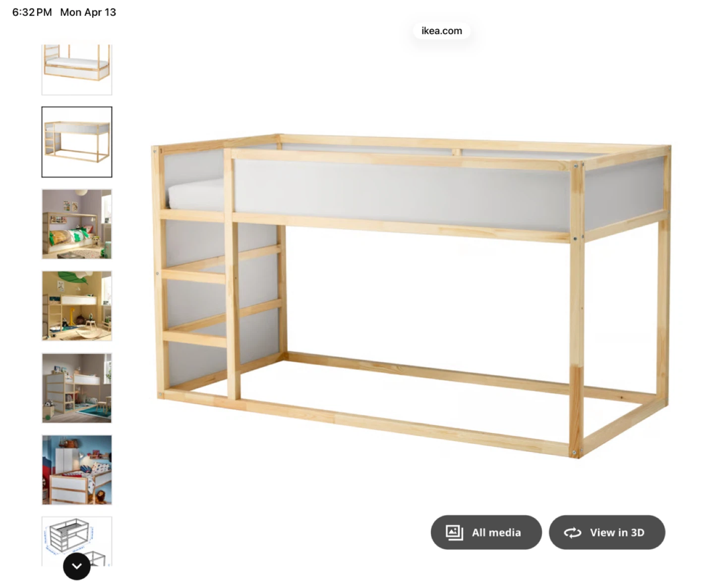 IKEA KURA Reversible Bed Frame and mattress