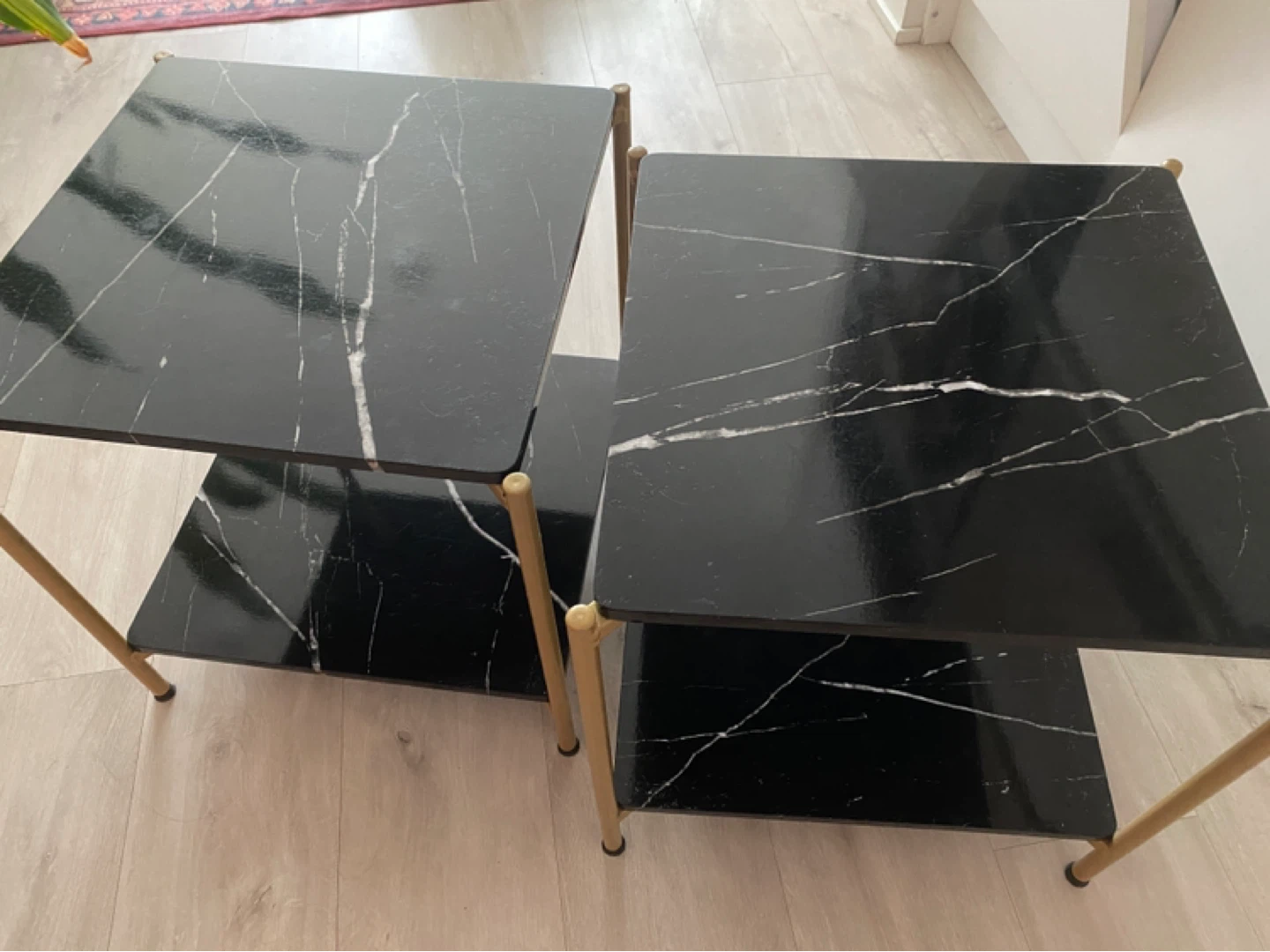 2 x Marble Effect Square Tables