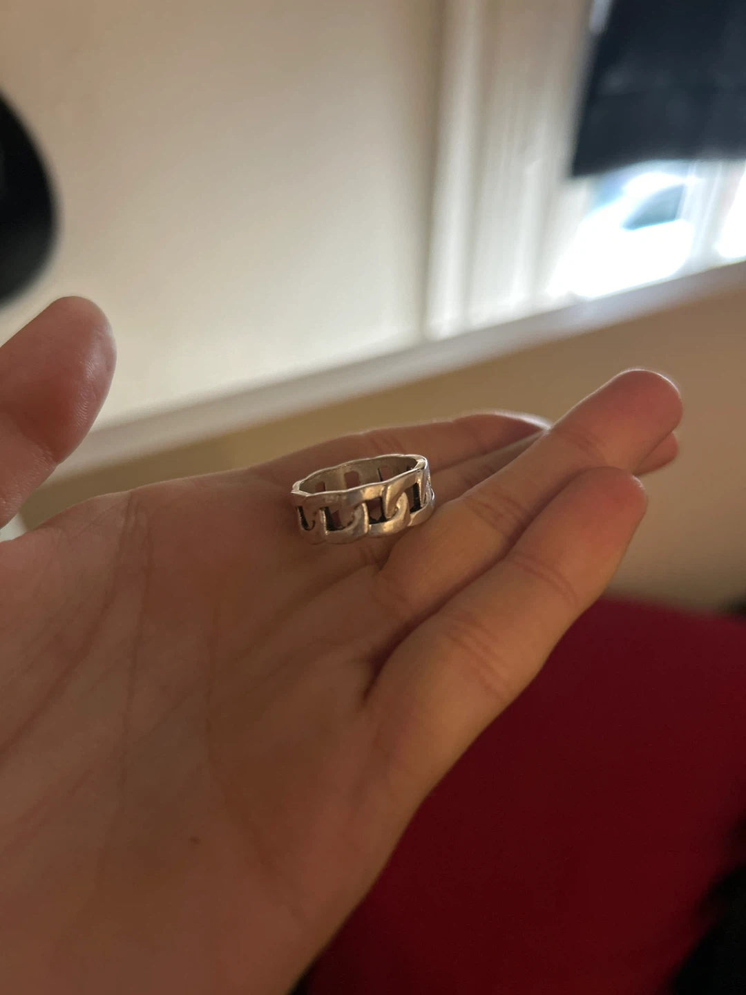Silver Tone Chain Link Ring