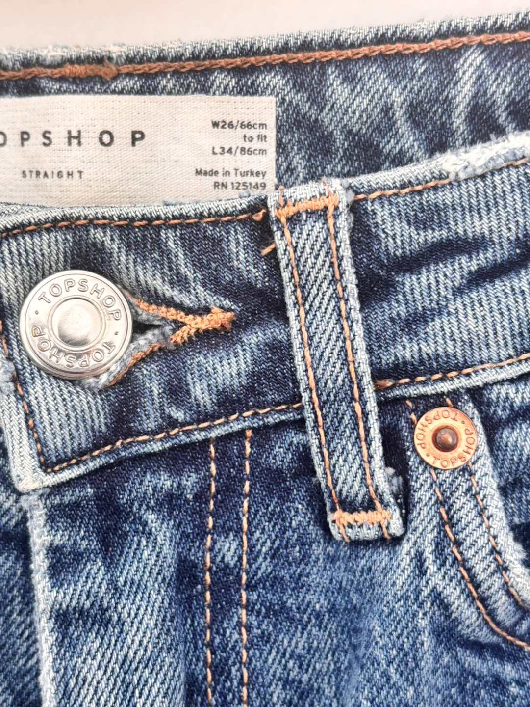 TOPSHOP Straight Leg Jeans W26/L34 Blue Denim - photo 5