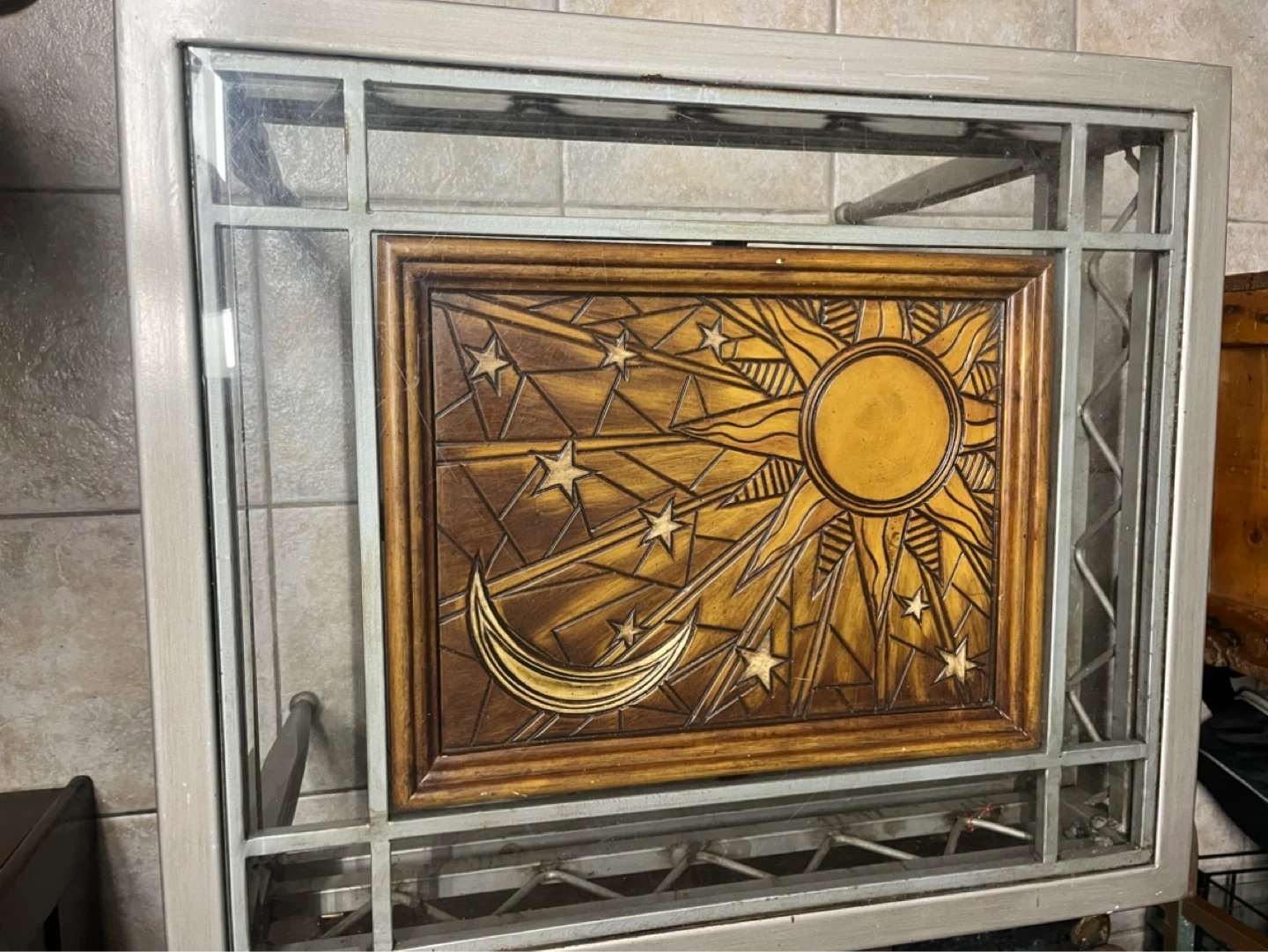 End Table with Celestial Carving - photo 2