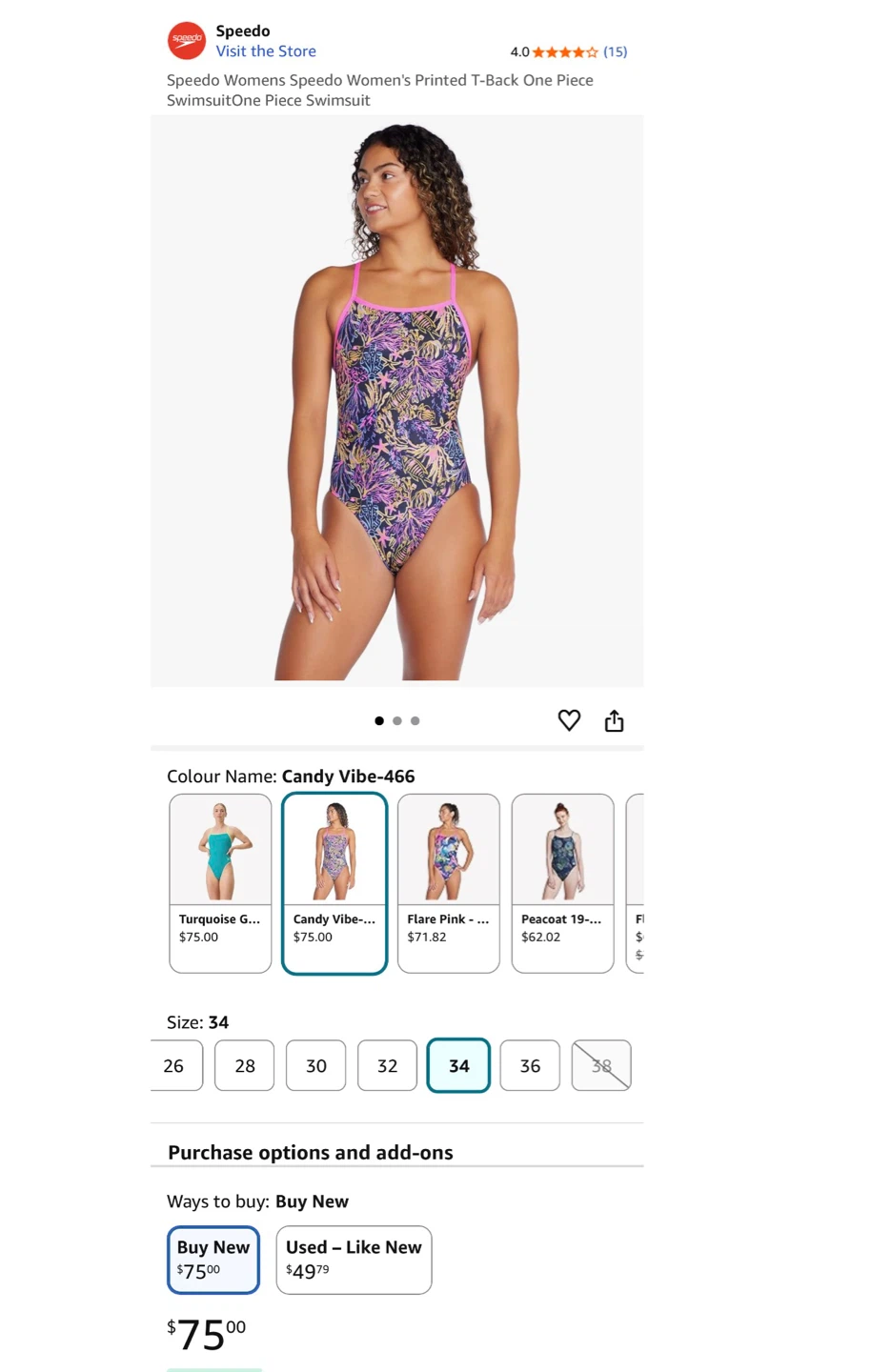 New Speedo Women's Candy Vibe Printed Swimsuit - photo 3