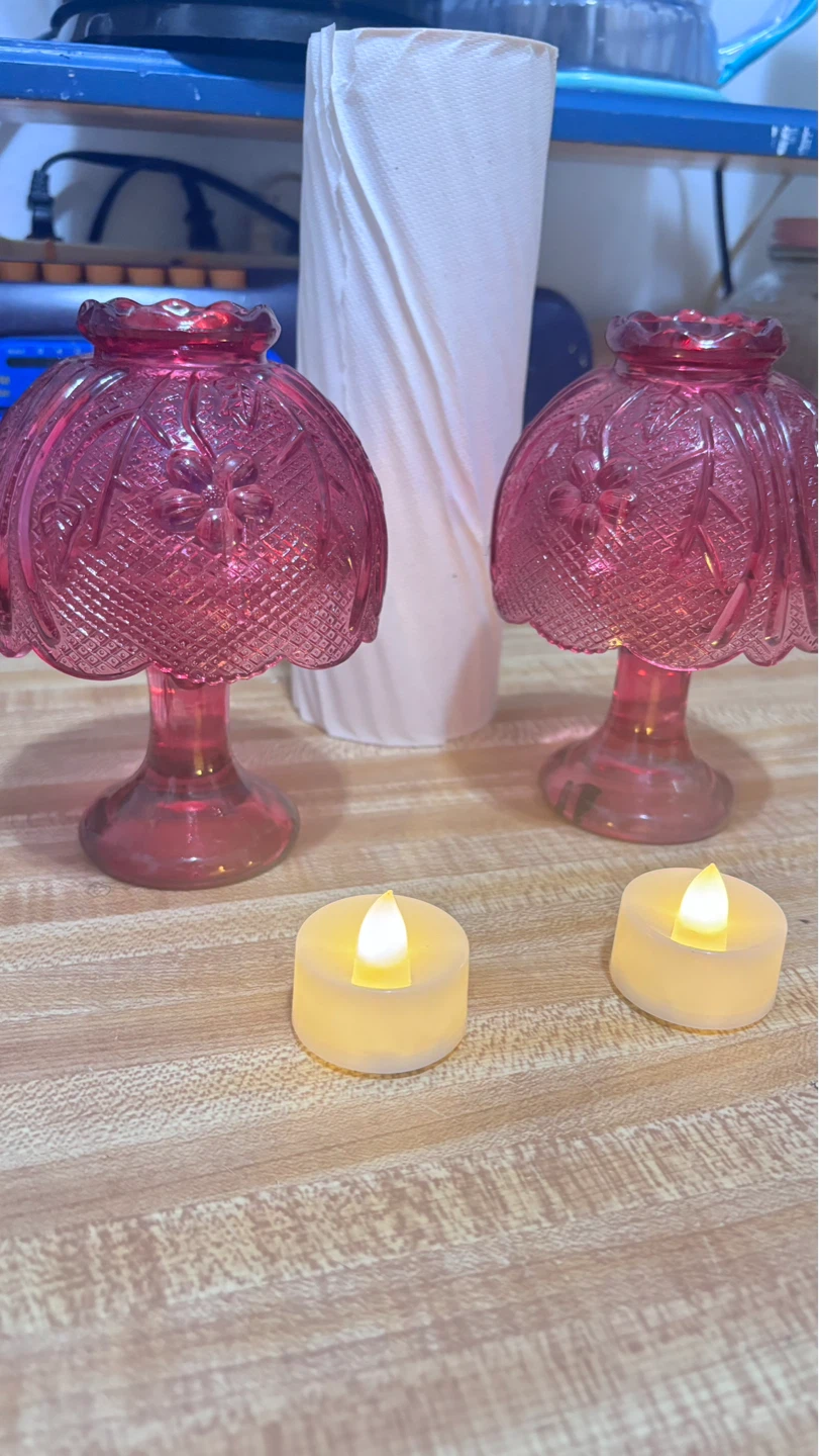 P ⚽ ink Glass Candle Holders (Set of 2)