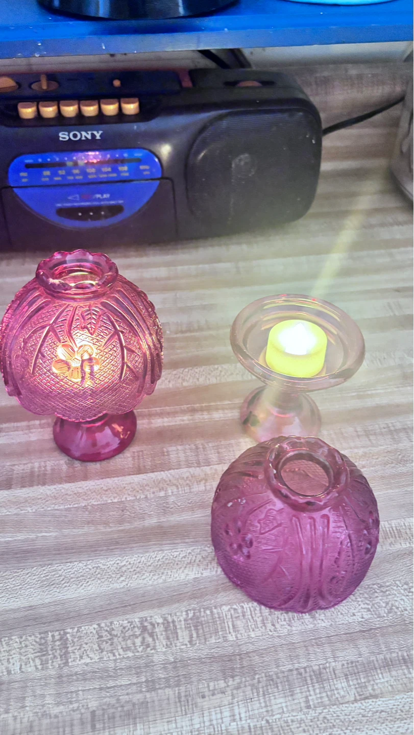 P ⚽ ink Glass Candle Holders (Set of 2) - photo 3