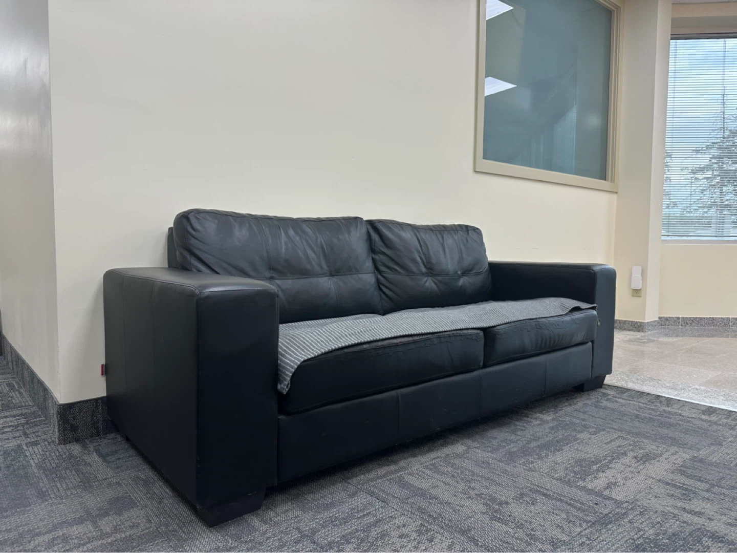 Black Leather Sofa - $50 only - photo 2