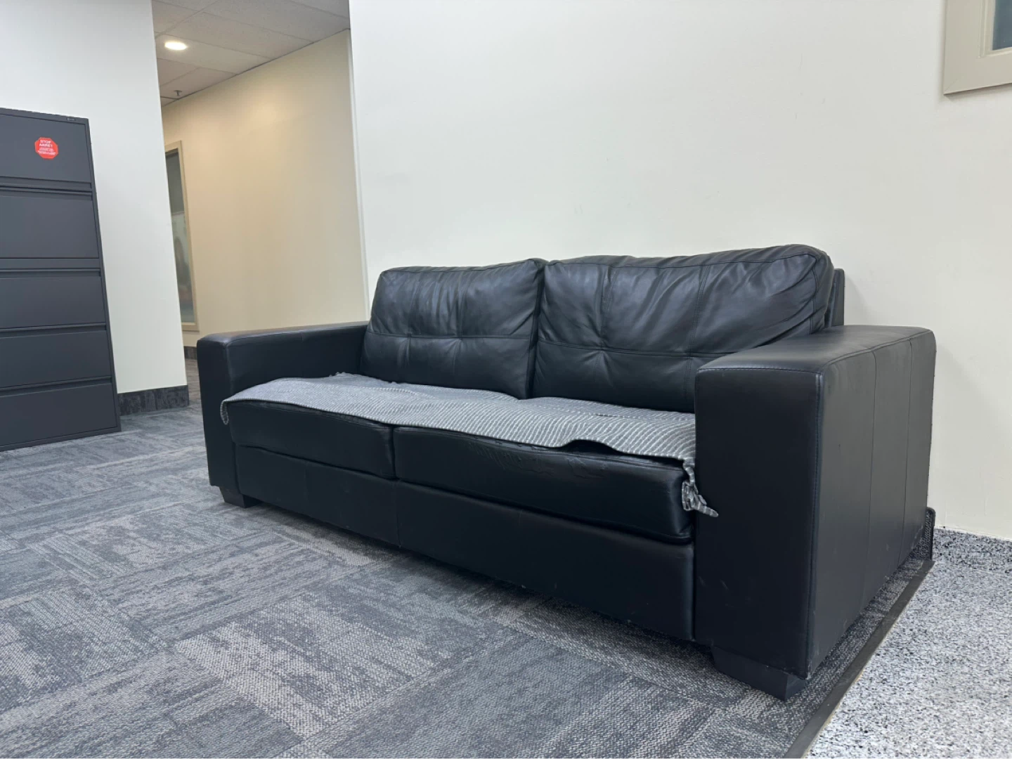 Black Leather Sofa - $50 only - photo 3