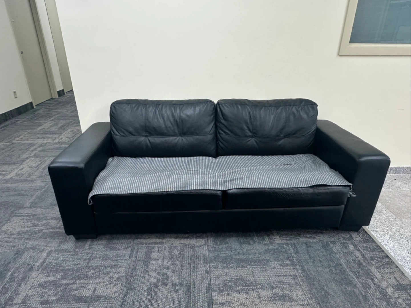Black Leather Sofa - $50 only