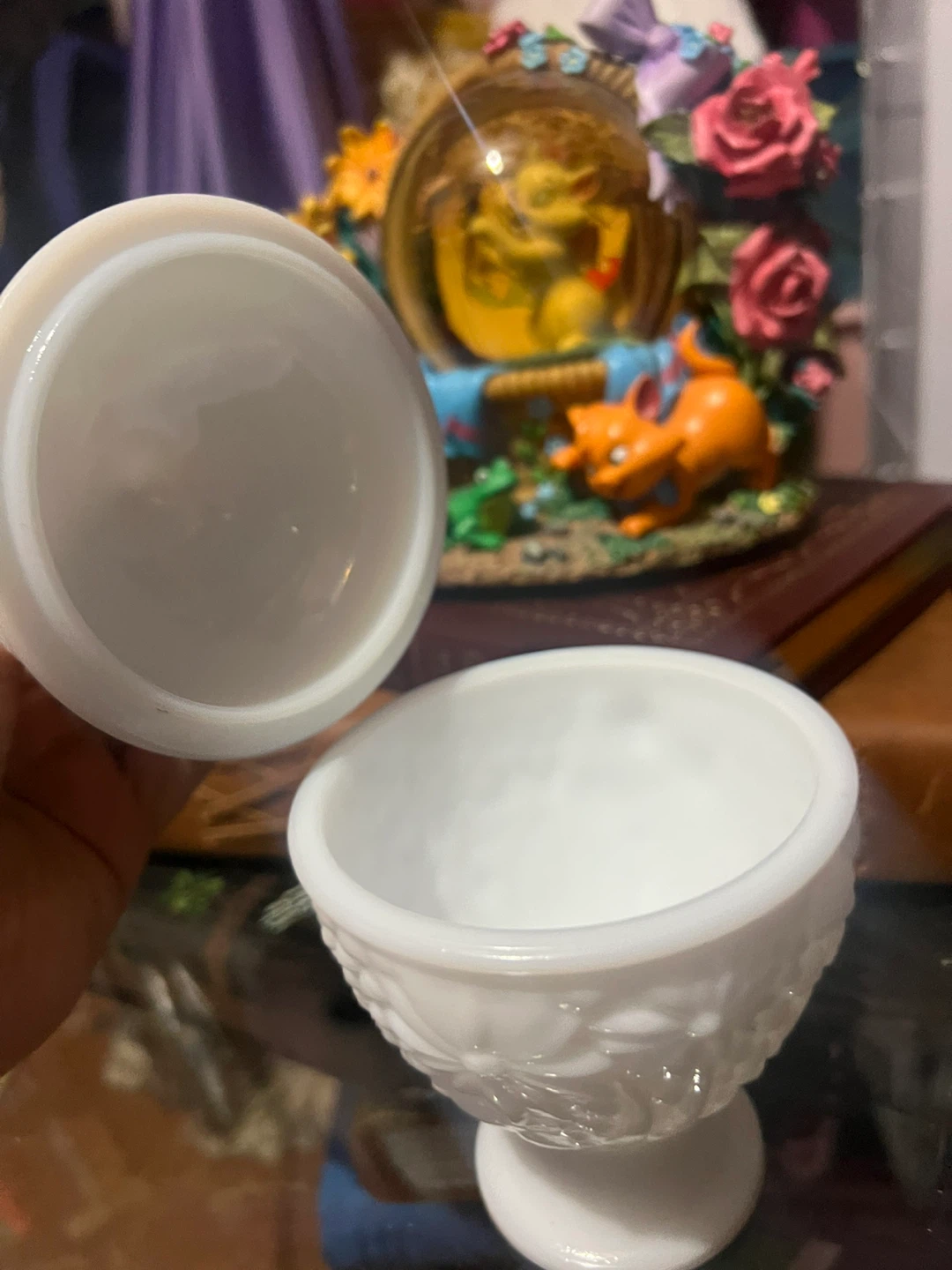 Vintage Milk Glass Candy Dish with Lid ⚽️ - photo 3