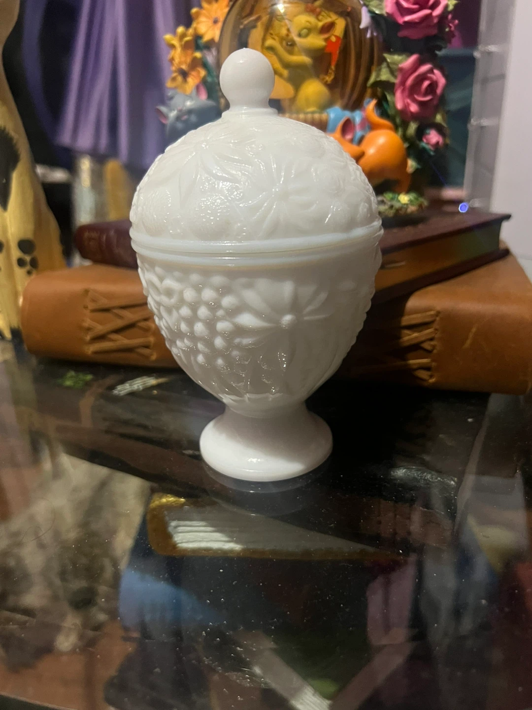 Vintage Milk Glass Candy Dish with Lid ⚽️ - photo 2