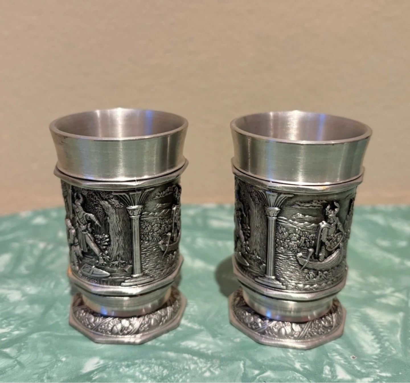 ⚽️Vintage Set of BMF Zinn 95% Pewter Shot Glasses Germany