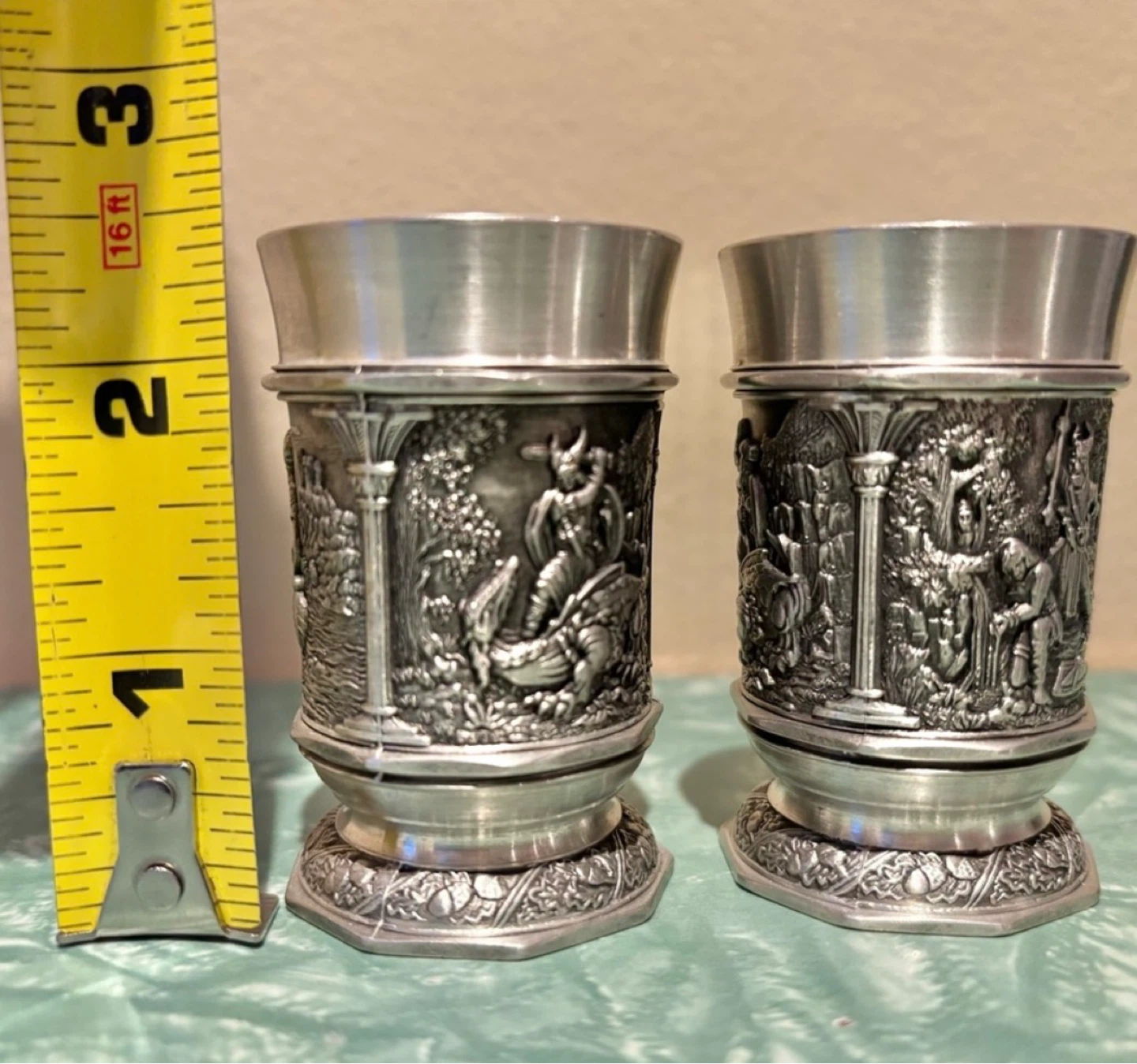 ⚽️Vintage Set of BMF Zinn 95% Pewter Shot Glasses Germany - photo 2