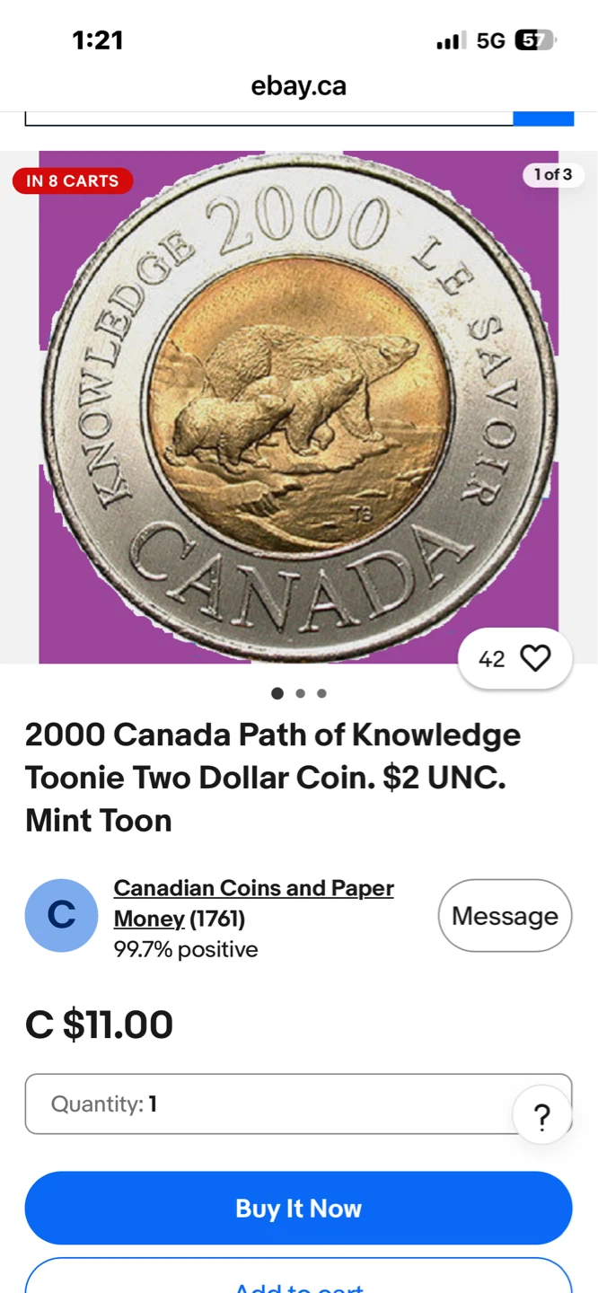 2000 Canada Path of Knowledge Toonie Two Dollar Coin - photo 4